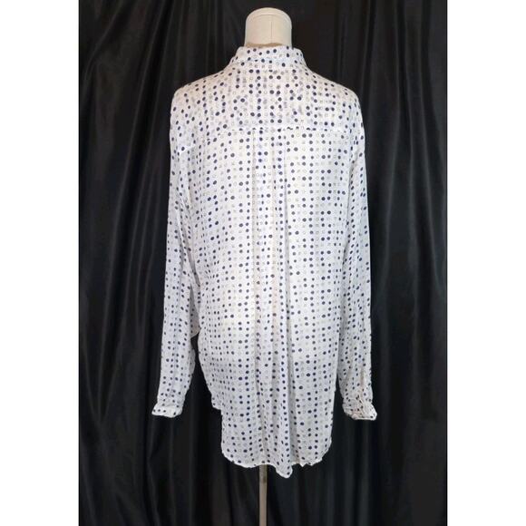 Anthropologie Cloth & Stone Womens White Polka Dot Blouse Top XL - Picture 7 of 8